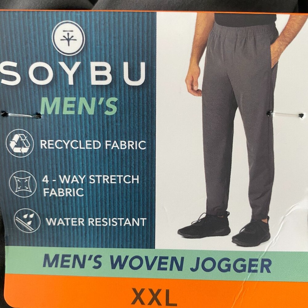 Soybu Men's Woven stretch Jogger Pants, Gray, water resistant Size XXL
